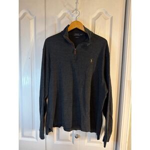 Polo Ralph Lauren Quarter Zip Pullover Men's XXL Charcoal Gray Estate Rib Cotton